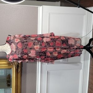 Dark Gray/Taupe Flower Dress Long Sleeve by T.D.C. size Large